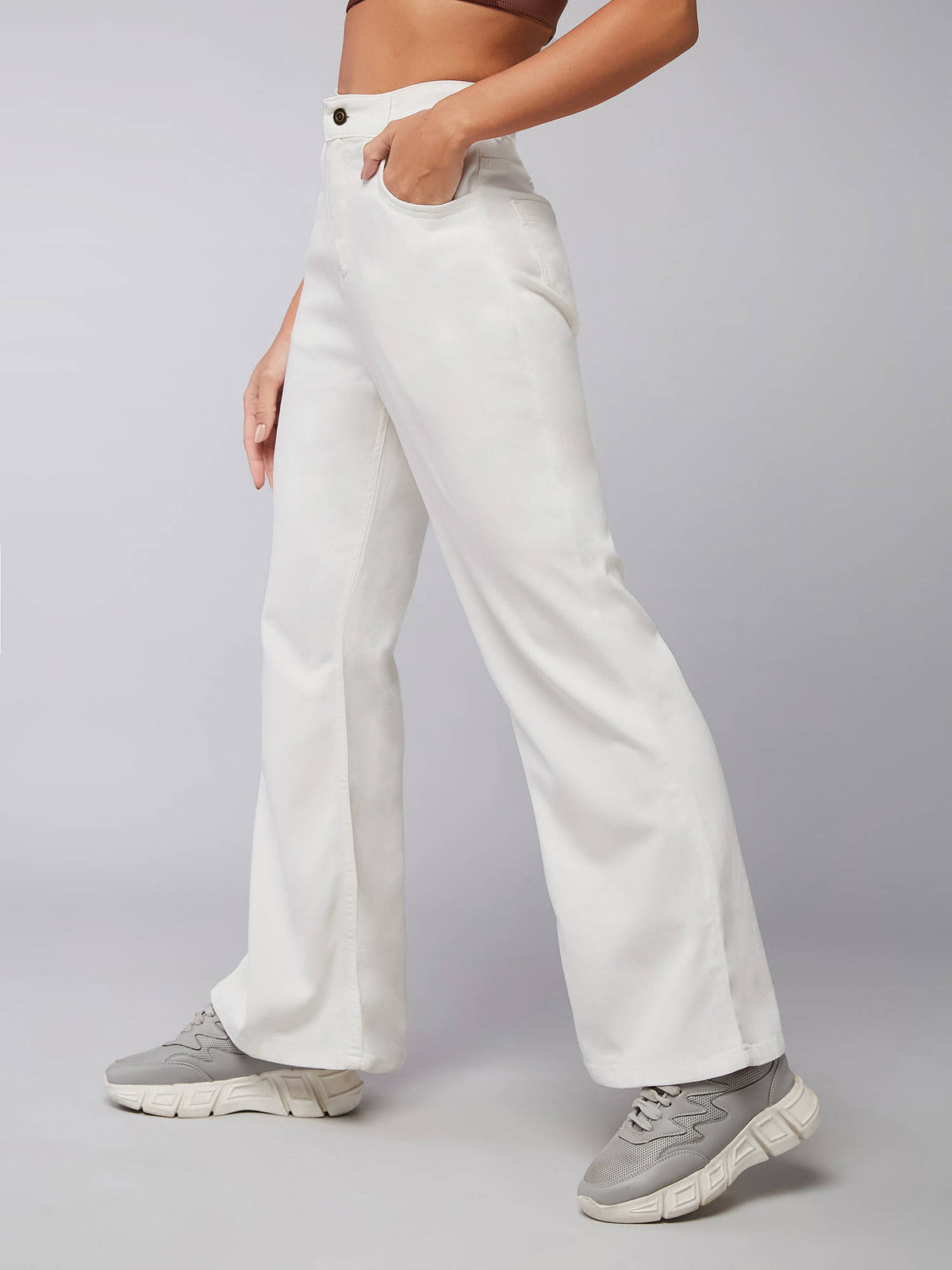Womens White Bootcut High Rise Regular Stretchable Denim Jeans | BT10 - view 1