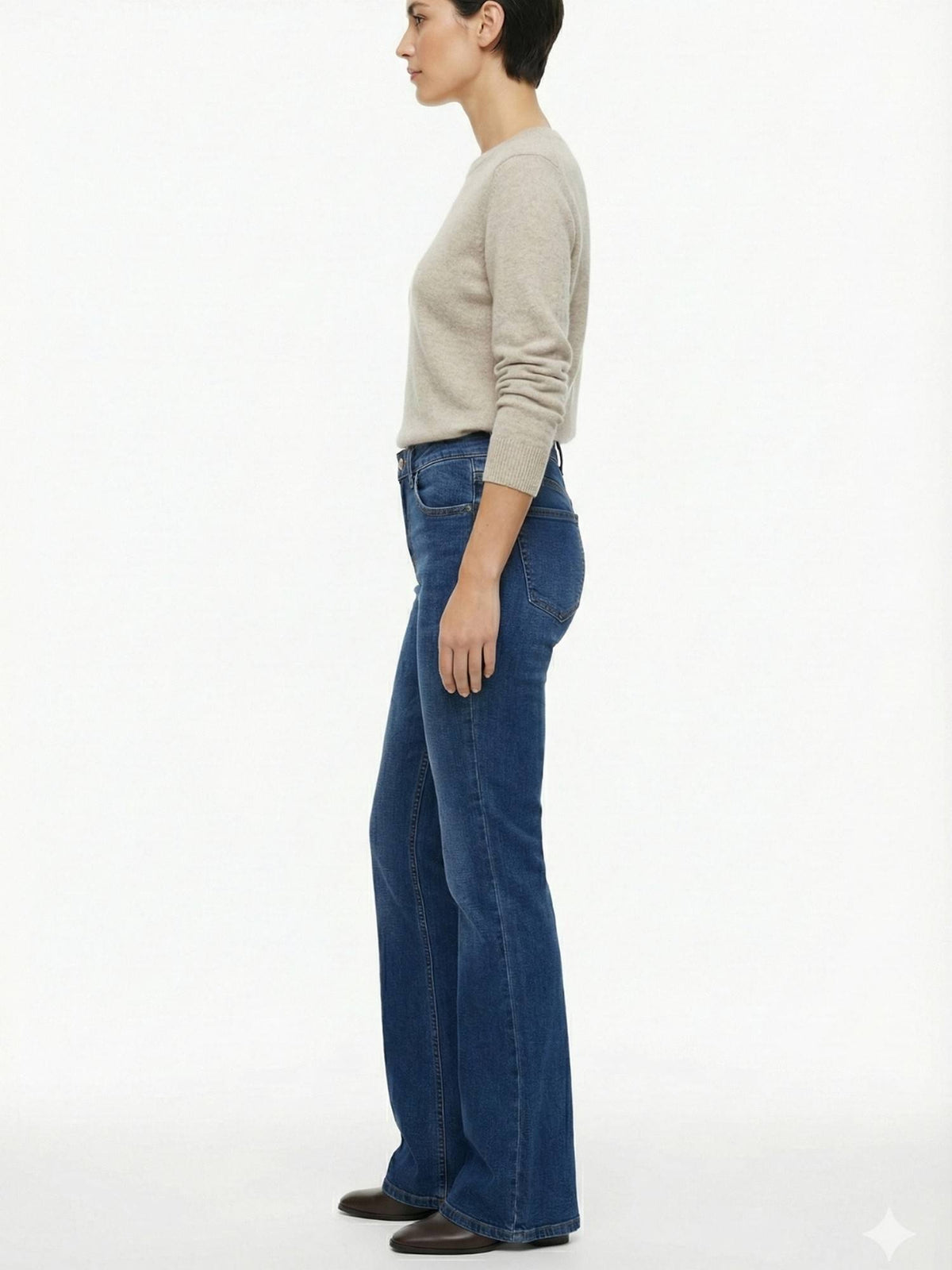 Women Blue Satin Solid Bootcut Jeans | BT10 - view 5