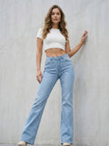 Women Blue Satin Solid Bootcut Jeans | BT10 - view 1
