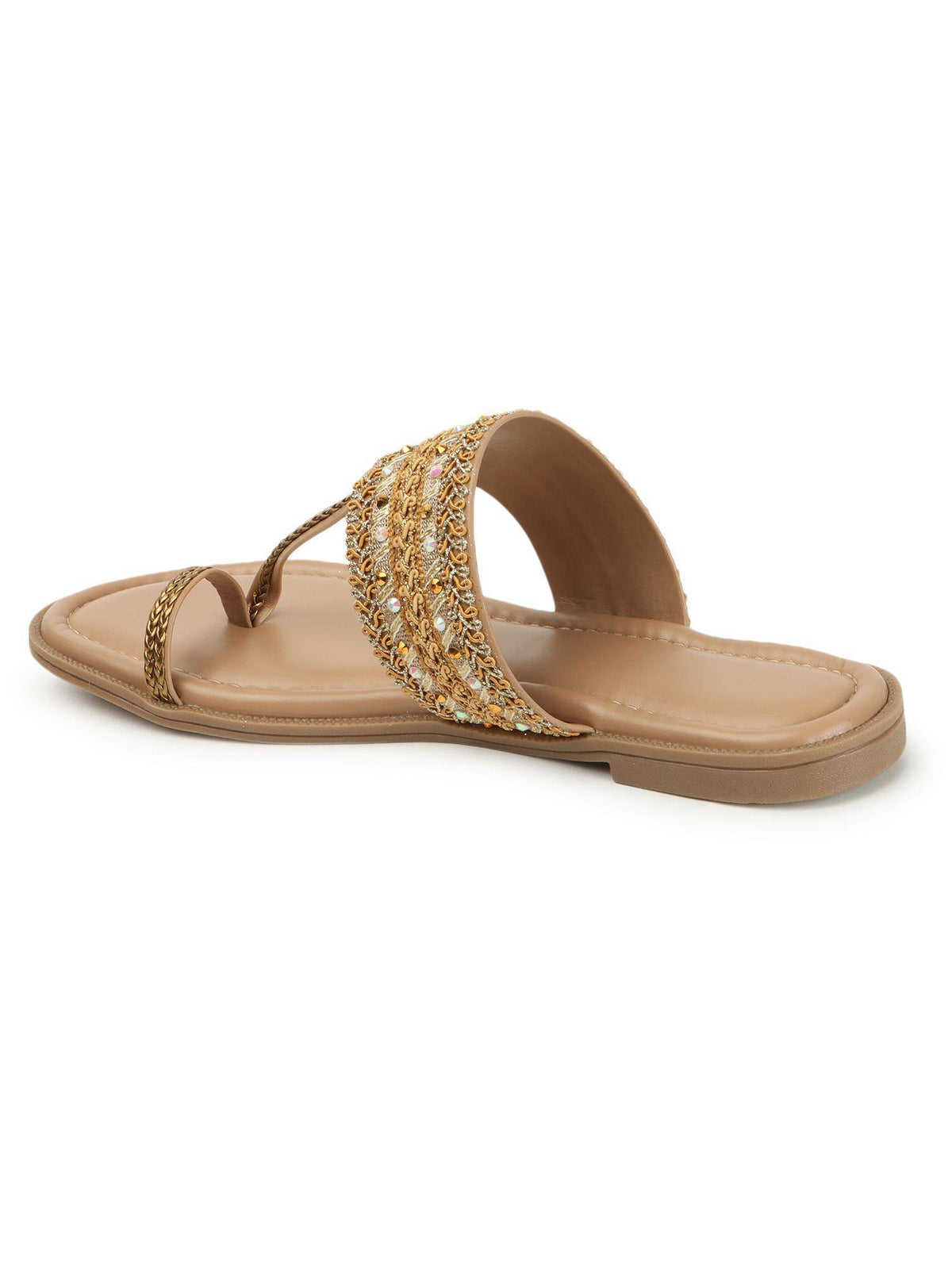 Womens Beige Ethnic-Embellished Flats | F61 - view 5