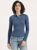 Blue Solid Full Sleeve Polo T-Shirt | PW43 - view 1