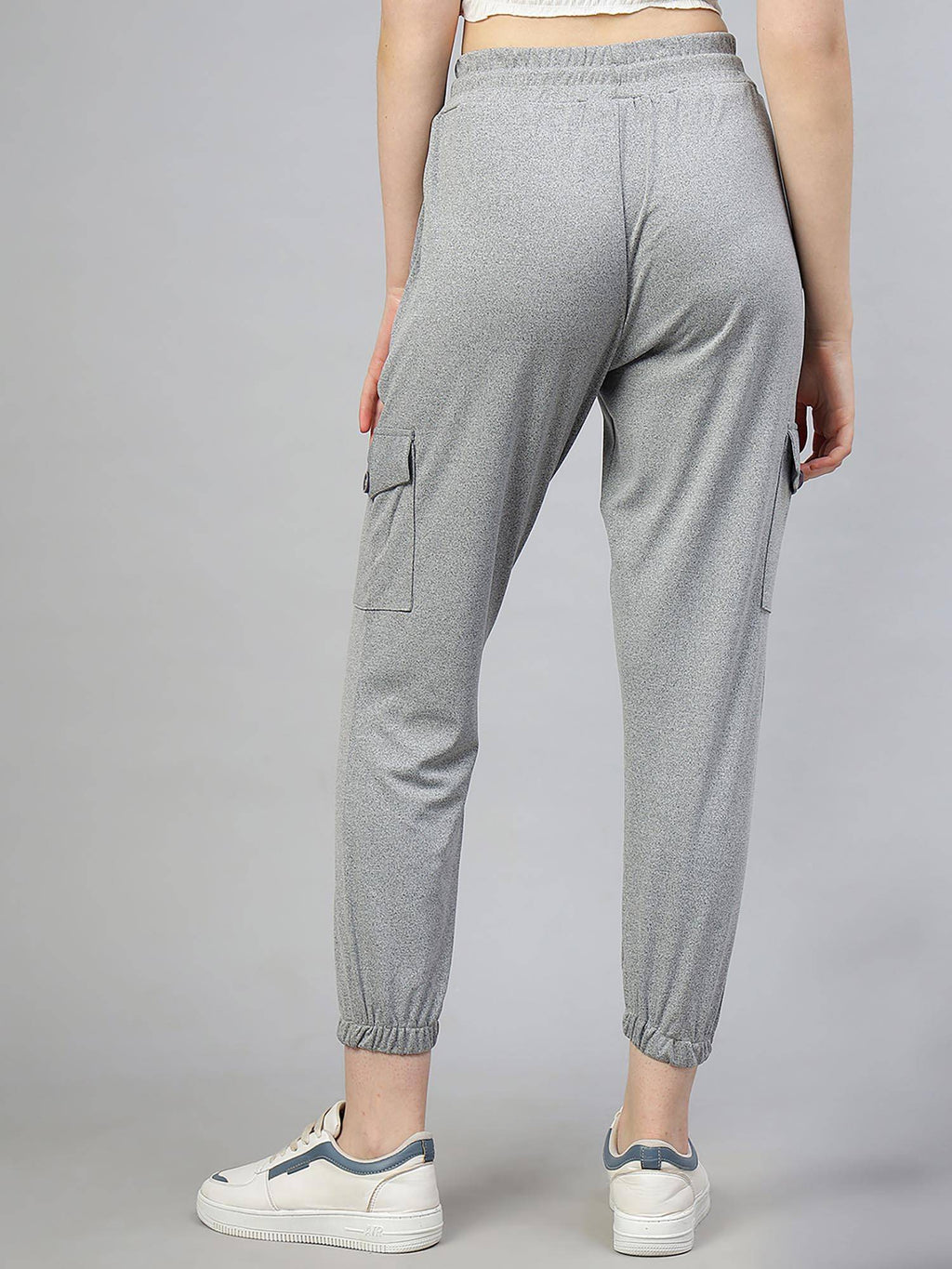 Women Polyester Solid Grey High Waist Joggers | WJ89 - view 2