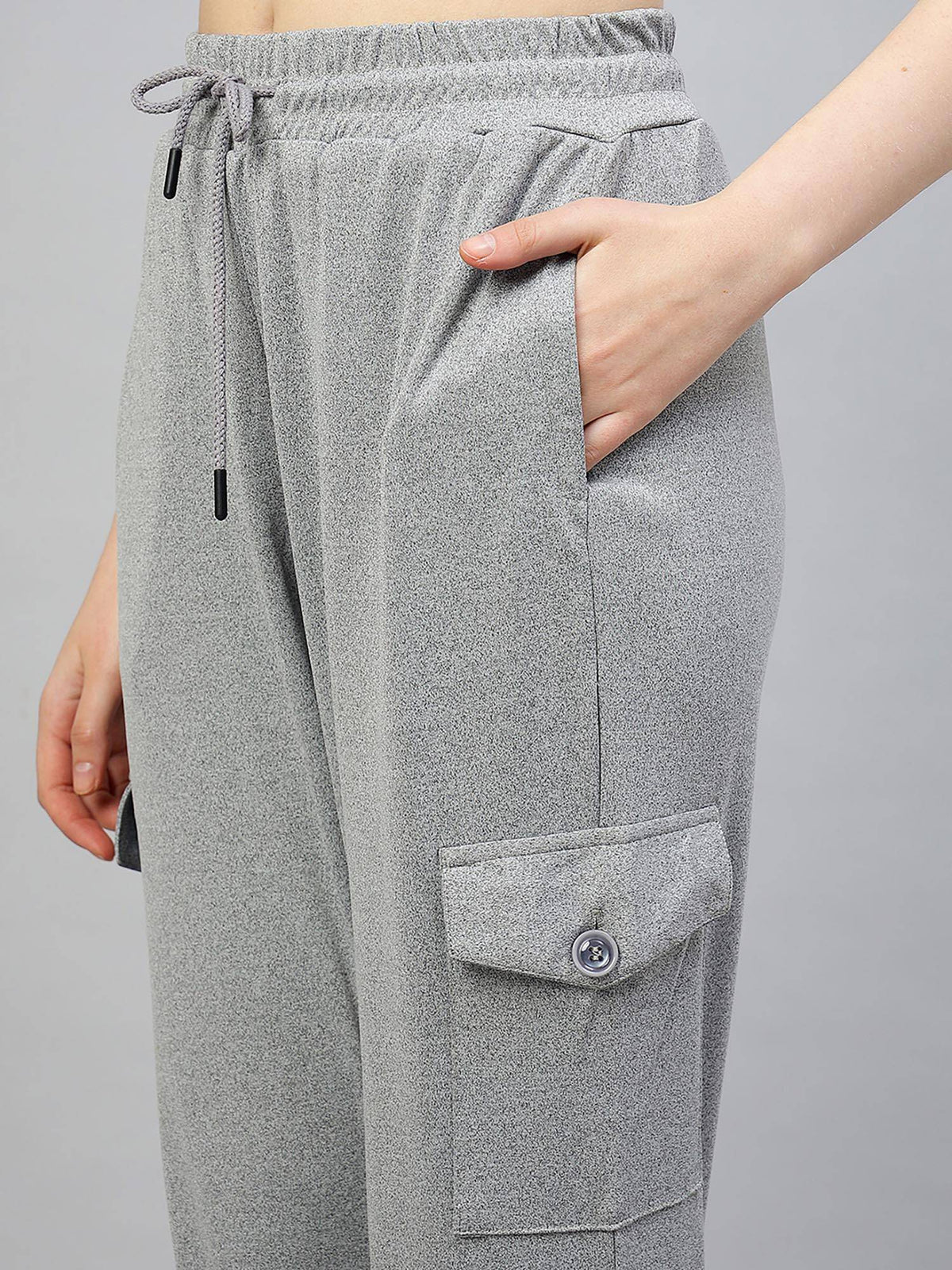 Women Polyester Solid Grey High Waist Joggers | WJ89 - view 4
