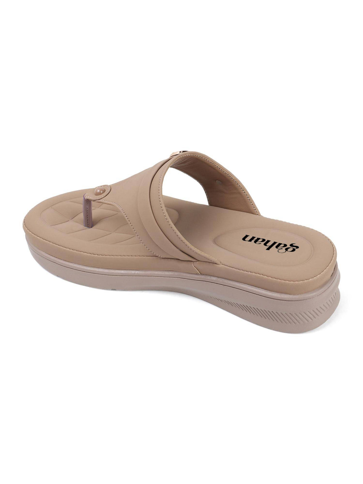 Womens Beige Toe Ring Design Platform Slip On Sandal Heels | H78 - view 5