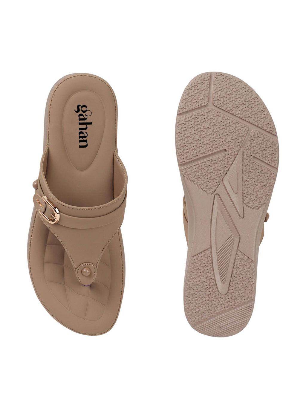 Womens Beige Toe Ring Design Platform Slip On Sandal Heels | H78 - view 6