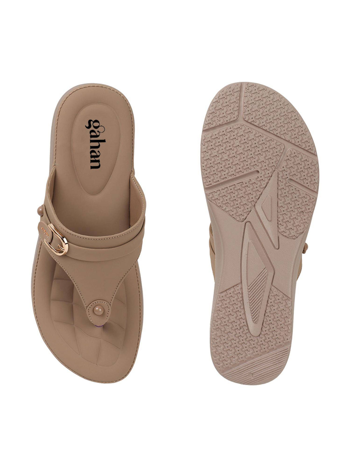 Womens Beige Toe Ring Design Platform Slip On Sandal Heels | H78 - view 6