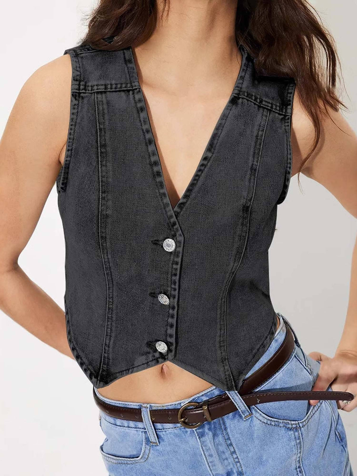 Blue V Neck Street Style Vest Top | TT98 - view 3