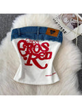 Ross Strapless Tube Crop Top In White | CT61 - view 1