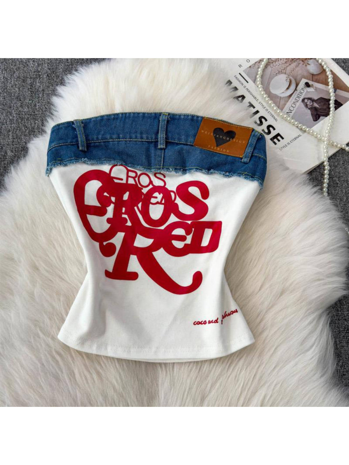 Ross Strapless Tube Crop Top In White | CT61 - view 1