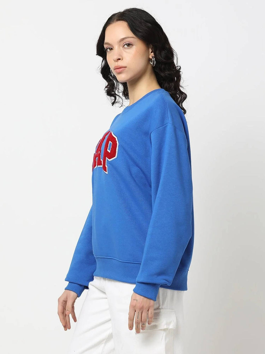 Women Crew Neck Blue Logo Sweatshirt | HD56 - view 3