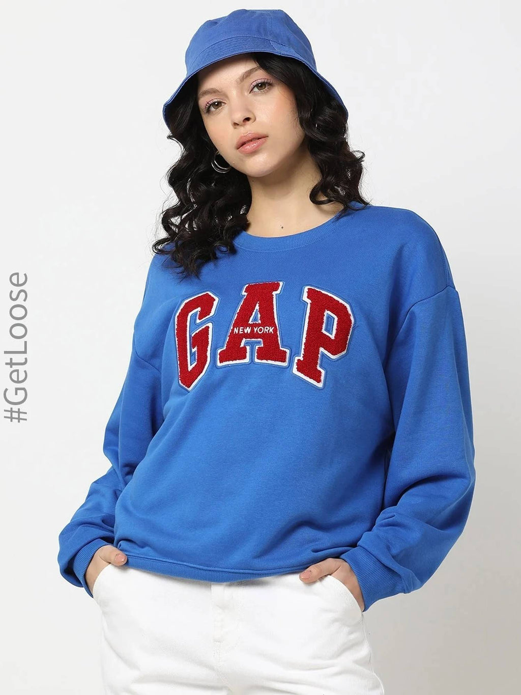Women Crew Neck Blue Logo Sweatshirt | HD56 - view 5