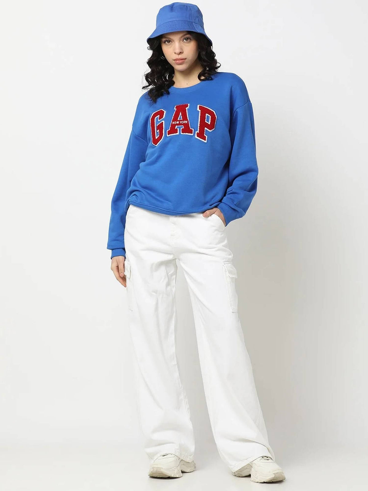 Women Crew Neck Blue Logo Sweatshirt | HD56 - view 6