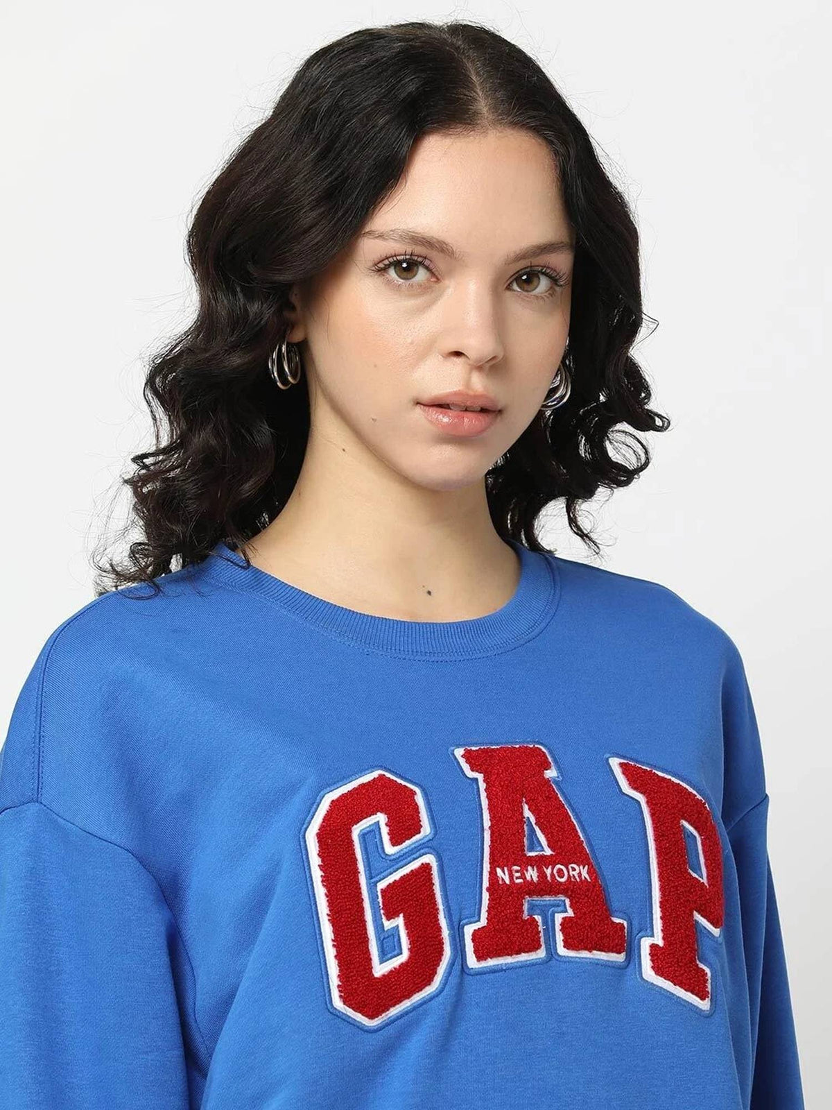 Women Crew Neck Blue Logo Sweatshirt | HD56 - view 7