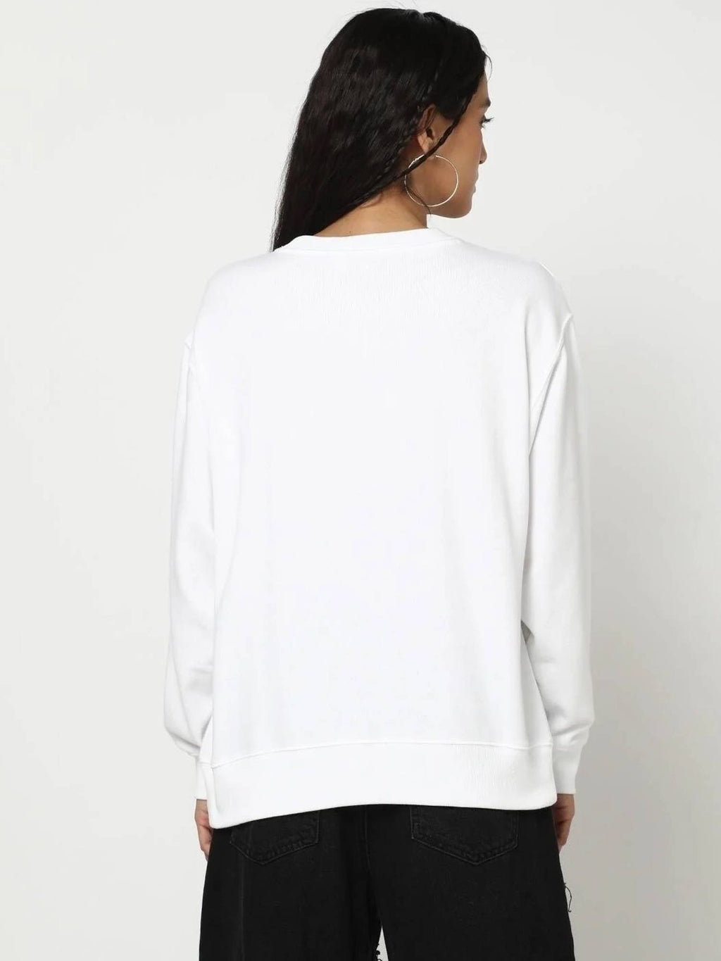 Women White Crew Neck Sweatshirt | HD56 - view 2