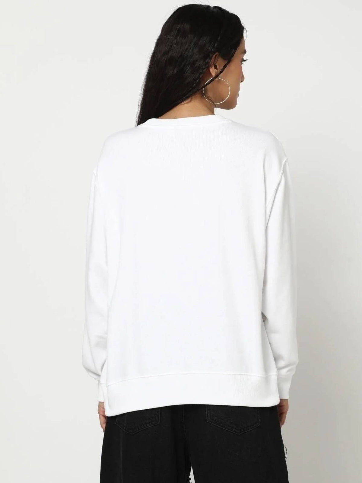 Women White Crew Neck Sweatshirt | HD56 - view 2
