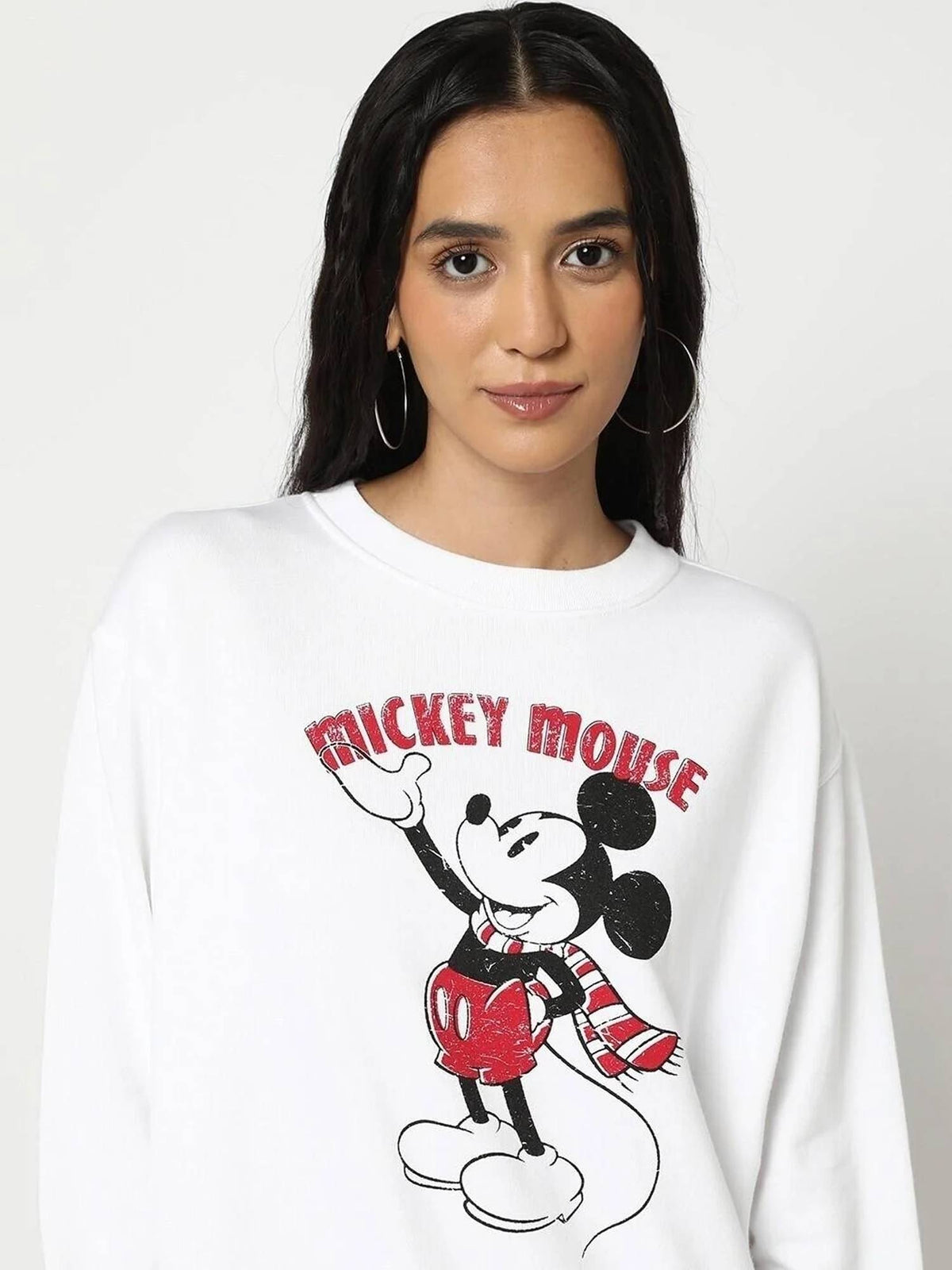 Women White Crew Neck Sweatshirt | HD56 - view 6