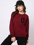 Women Red Logo Regular Fit Sweatshirt | HD56 - view 1