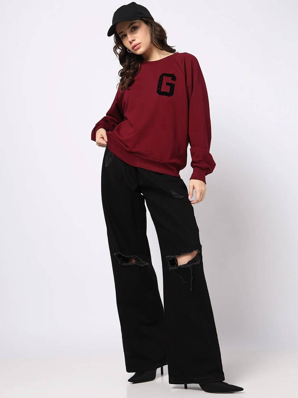 Women Red Logo Regular Fit Sweatshirt | HD56 - view 5