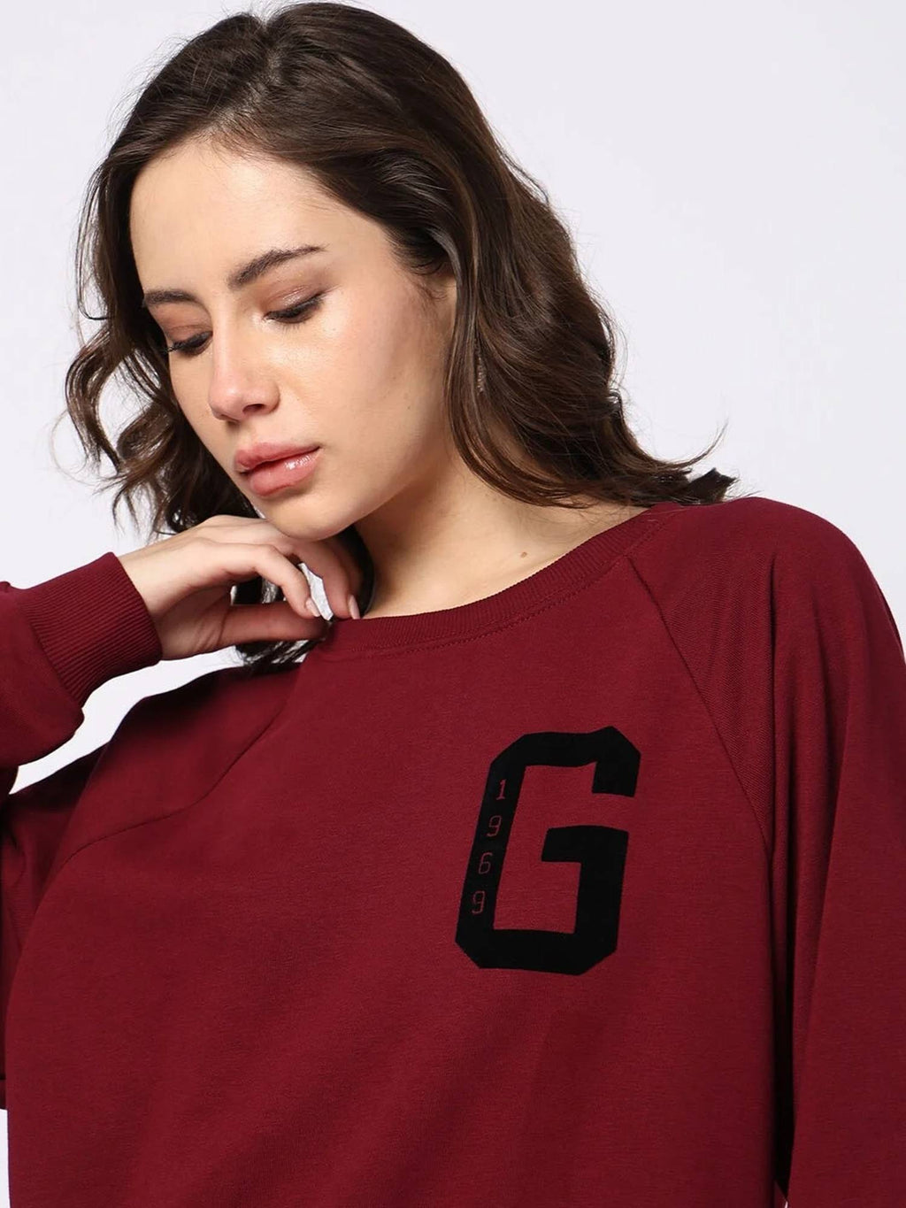 Women Red Logo Regular Fit Sweatshirt | HD56 - view 6