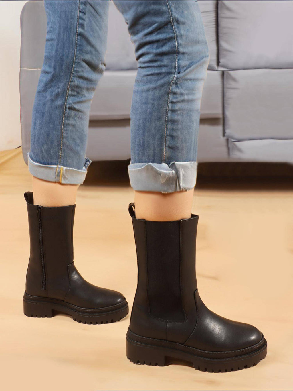 Black High Top Women Boots | BT61 - view 2