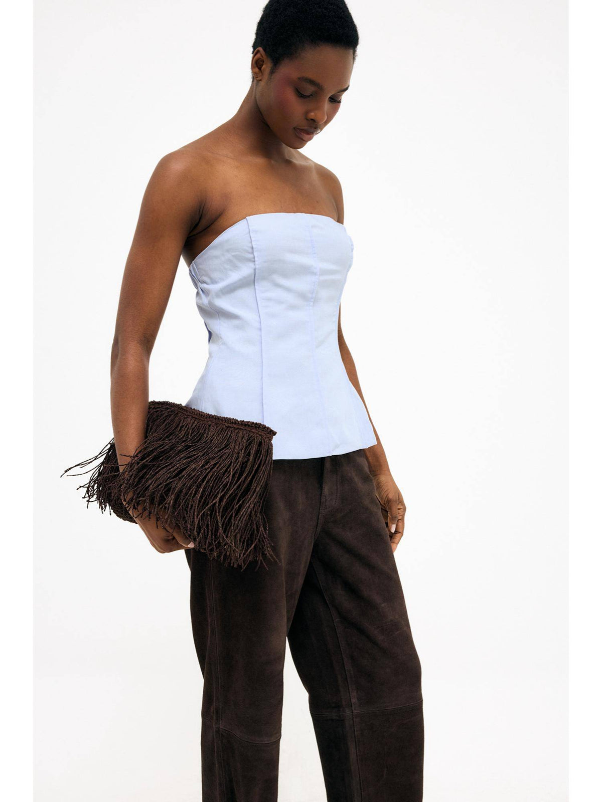 Beige Linen Lyocell Blend Seam Detail Hourglass Top | TT90 - view 4