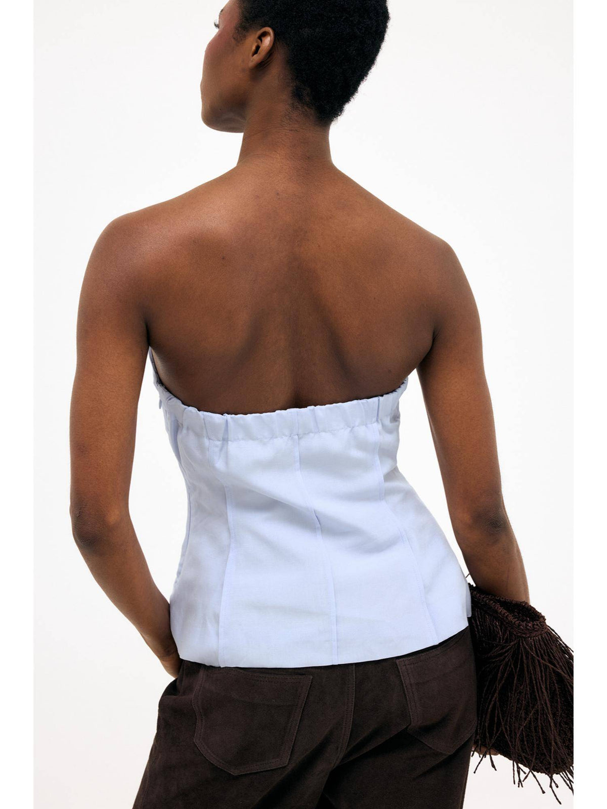 Beige Linen Lyocell Blend Seam Detail Hourglass Top | TT90 - view 5