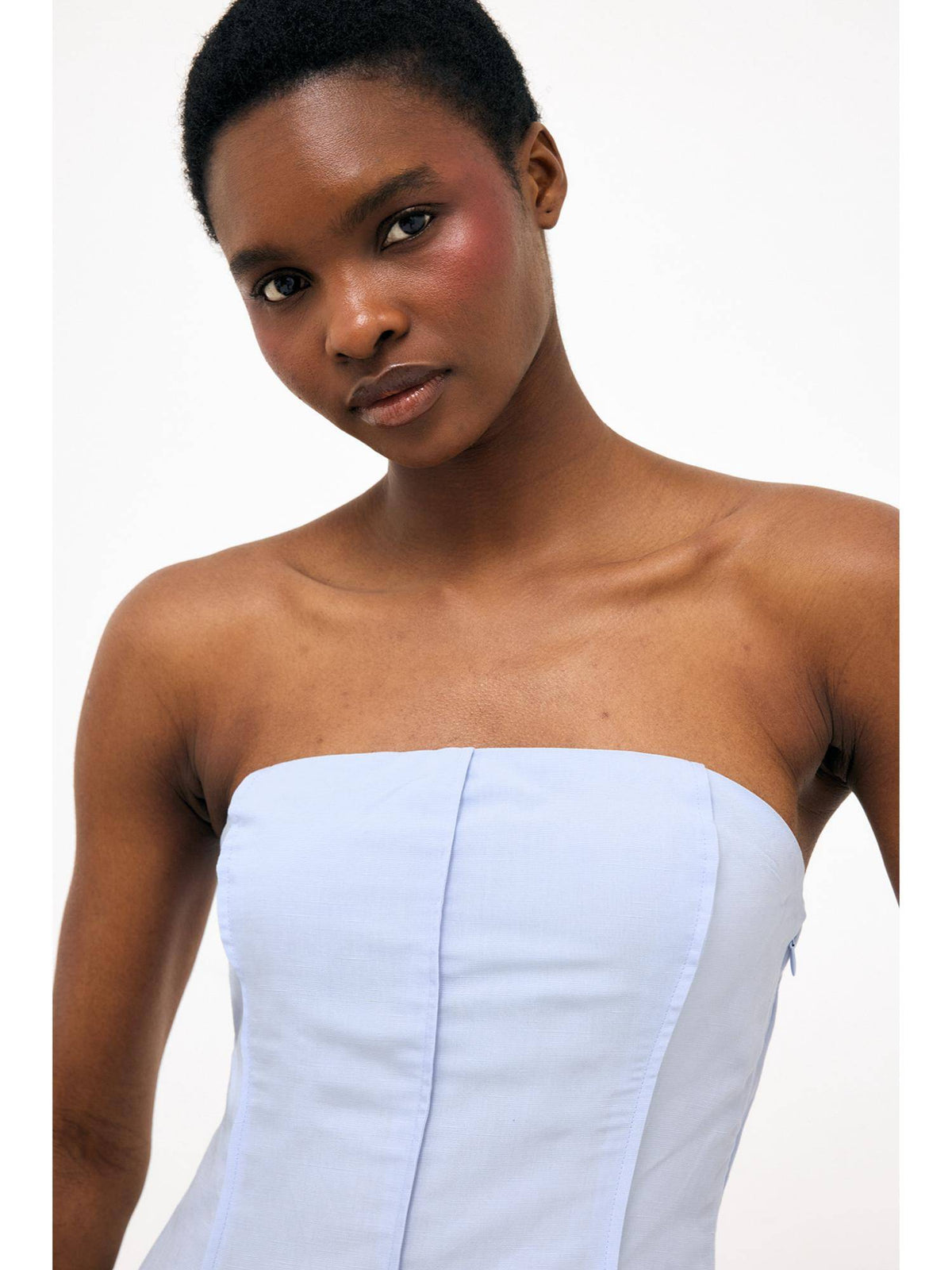 Beige Linen Lyocell Blend Seam Detail Hourglass Top | TT90 - view 6
