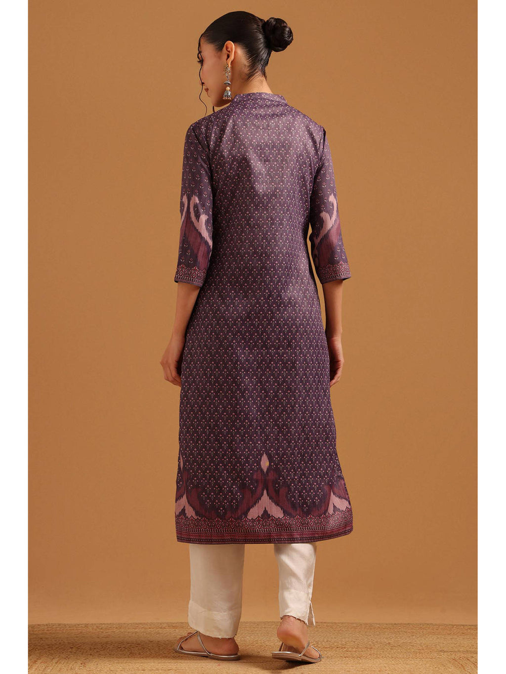 Purple Muslin Ikat Printed Kurta | KDG - view 4