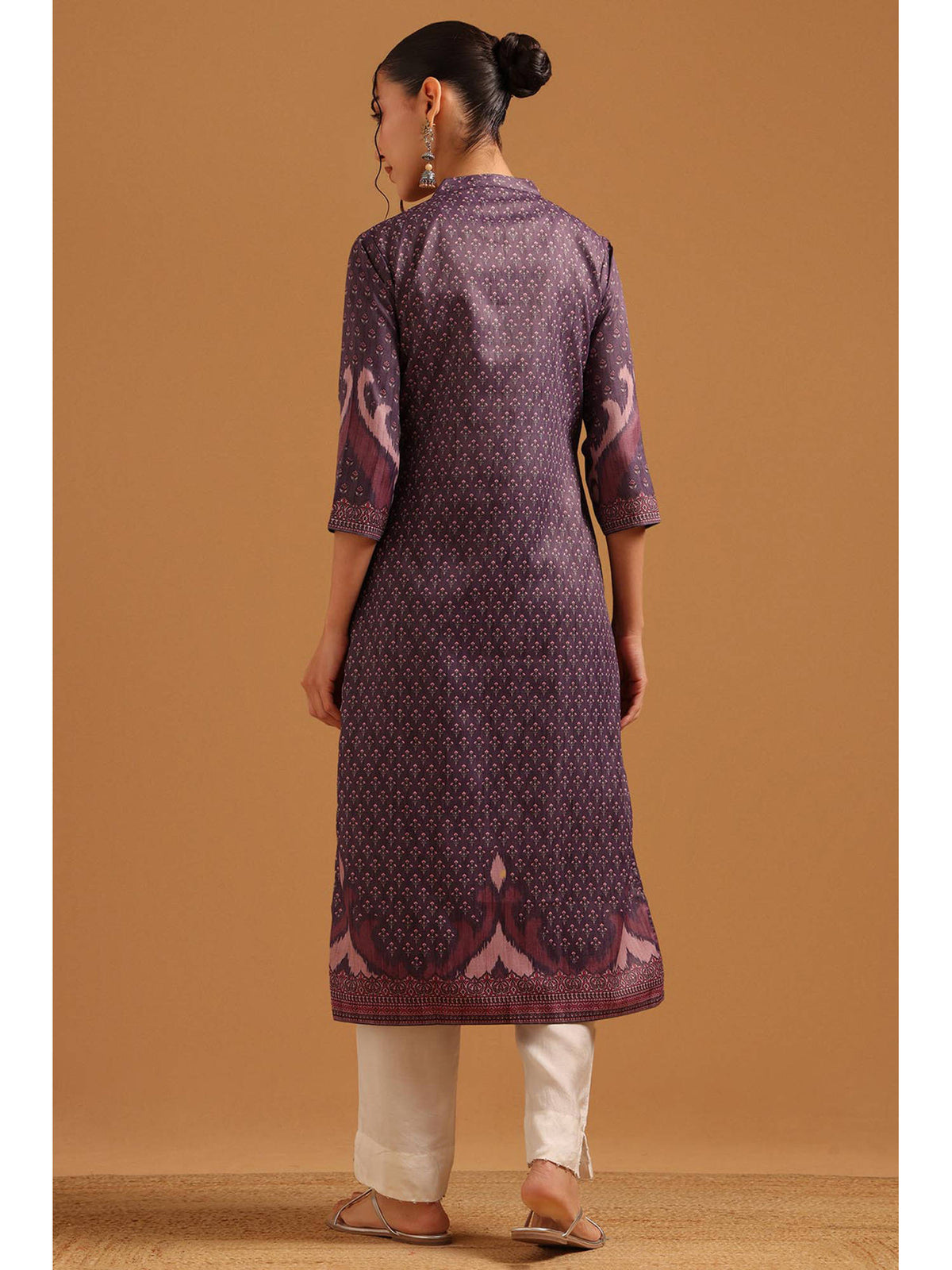 Purple Muslin Ikat Printed Kurta | FY93 - view 4