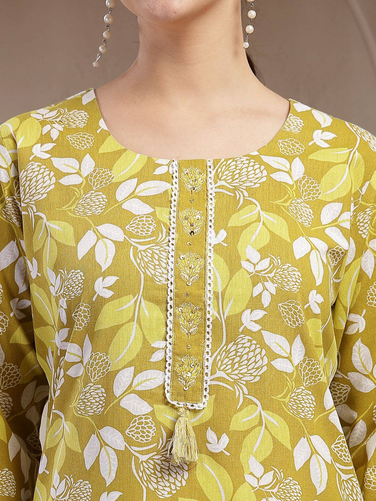 Women's Blue Floral Printed Cotton Straight Kurta | KDG - view 47