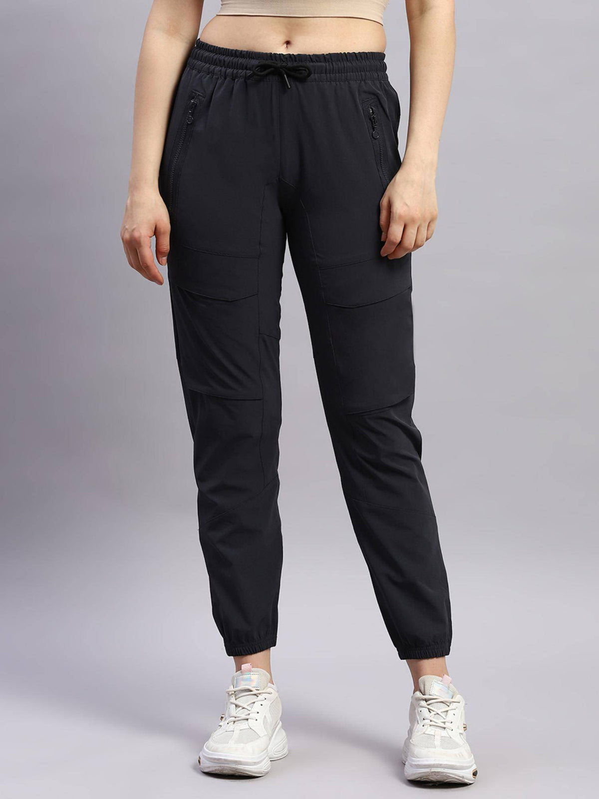 Womens Grey Solid Joggers | WJ89 - view 1