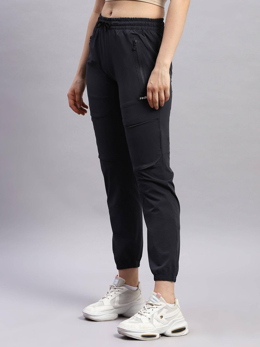 Womens Grey Solid Joggers | WJ89 - view 2