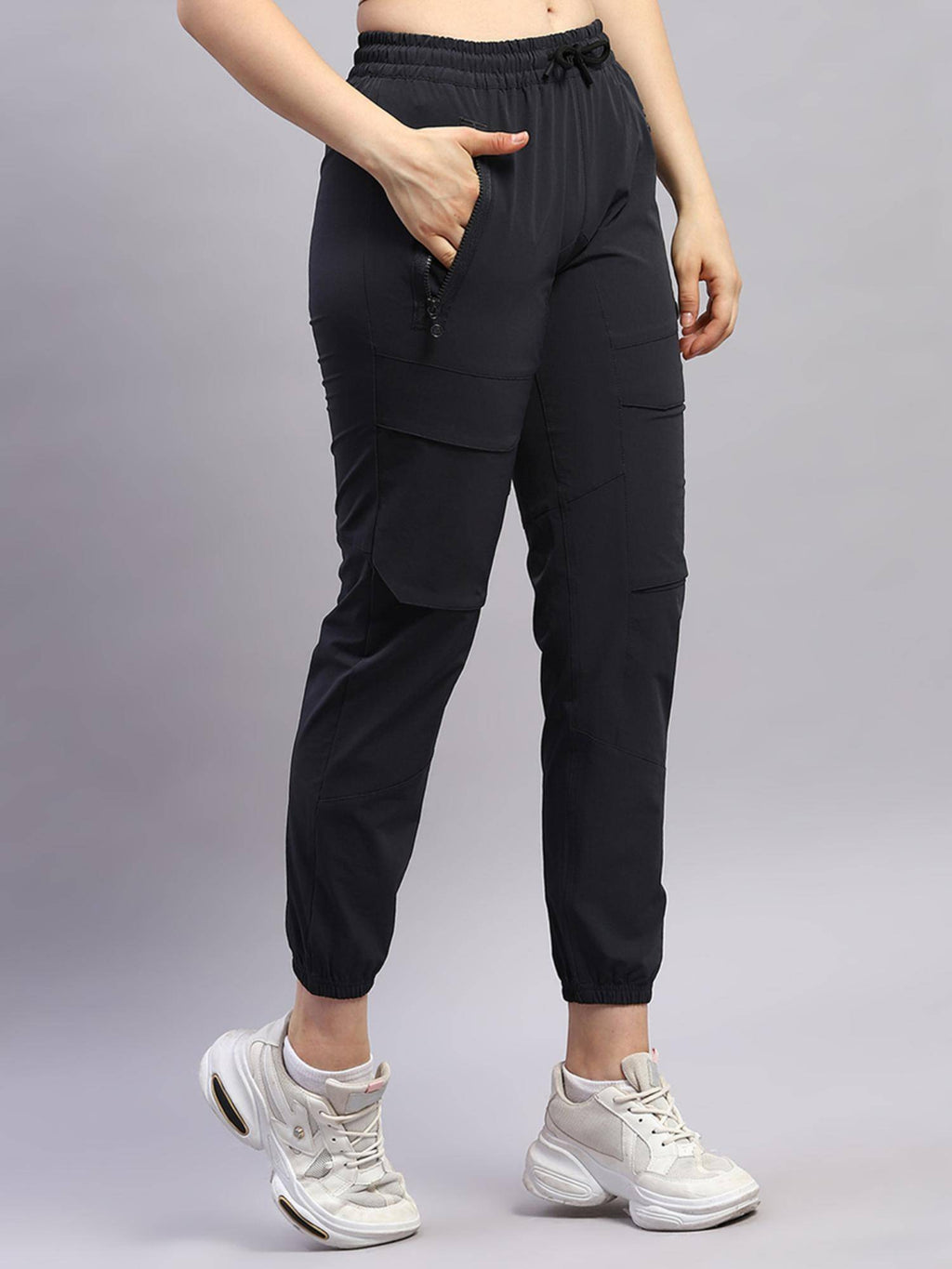 Womens Grey Solid Joggers | WJ89 - view 3