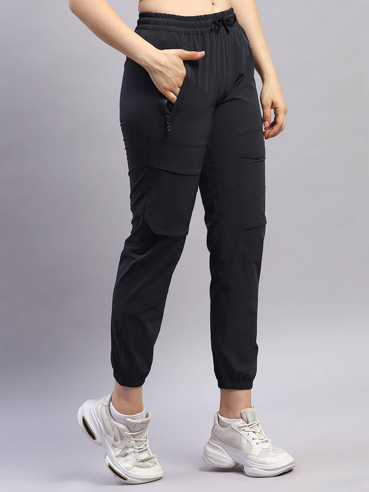 Womens Grey Solid Joggers | WJ89 - view 3