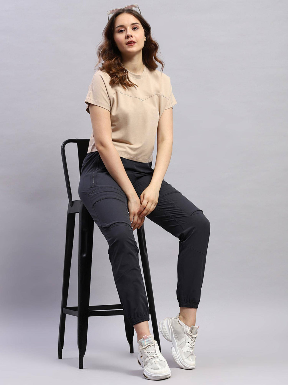 Womens Grey Solid Joggers | WJ89 - view 5