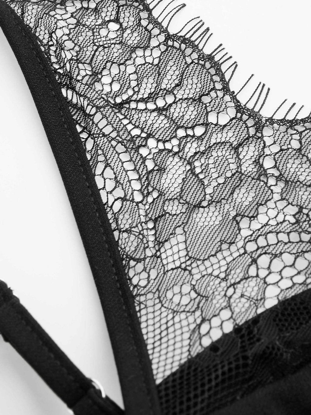 Black Solid Lace Crop Top | CT61 - view 3