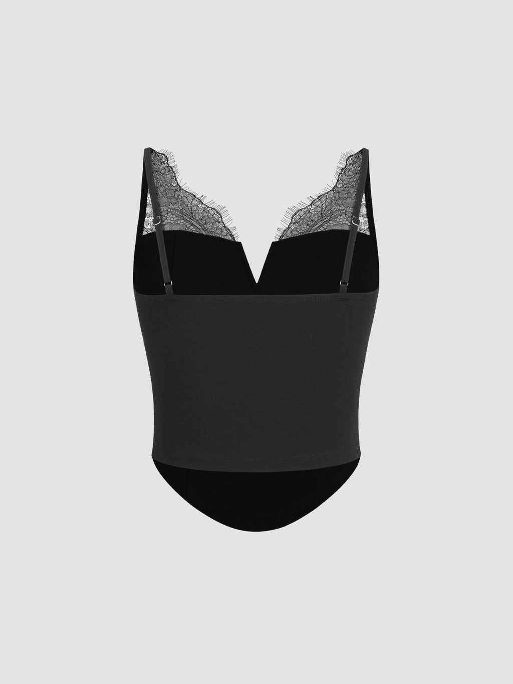 Black Solid Lace Crop Top | CT61 - view 5