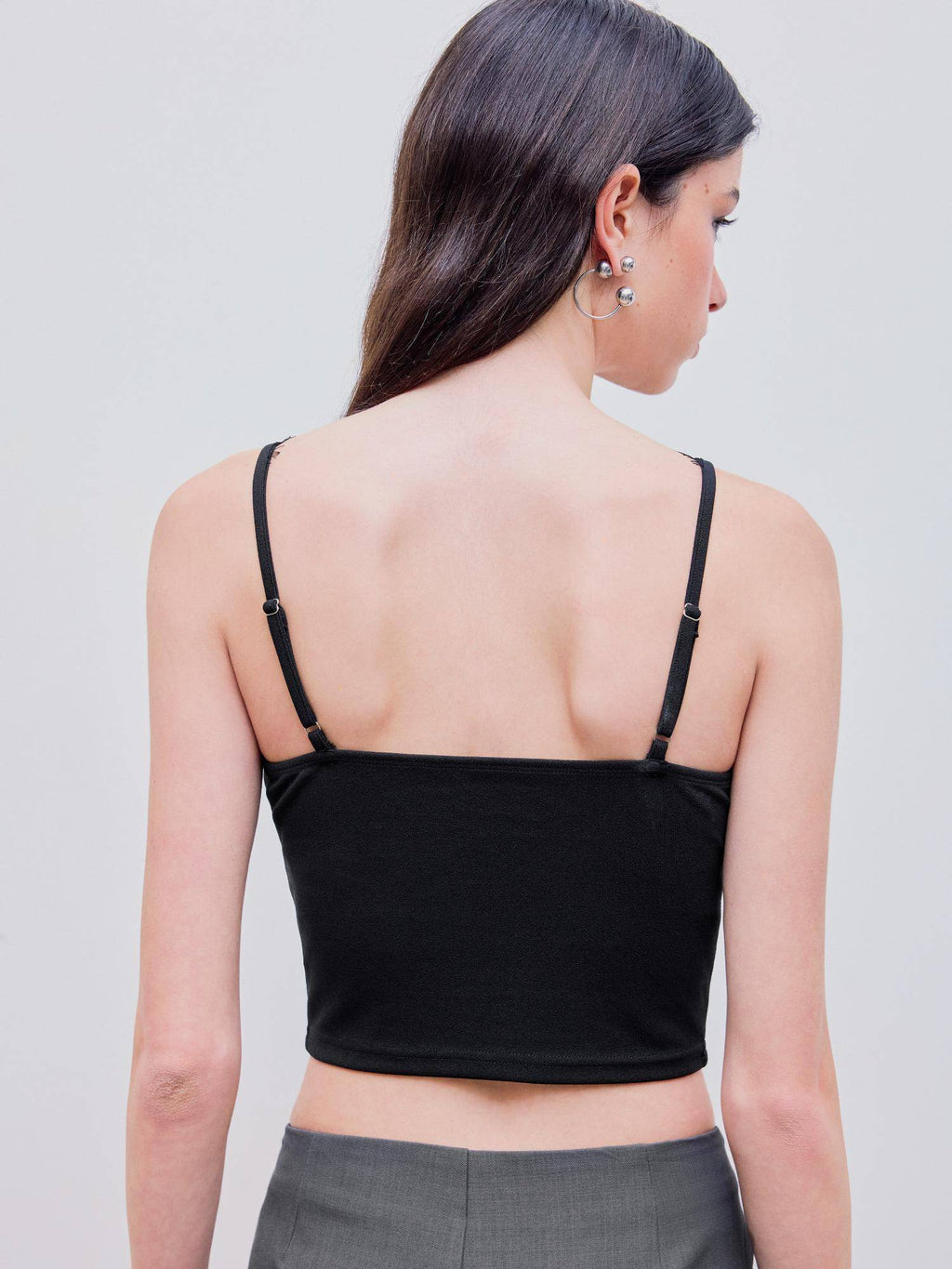 Black Solid Lace Crop Top | CT61 - view 7
