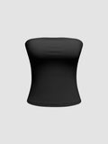 Red Contour Double Layered Strapless Solid Tube Top | TT90 - view 37