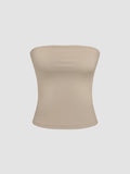 Red Contour Double Layered Strapless Solid Tube Top | TT90 - view 20