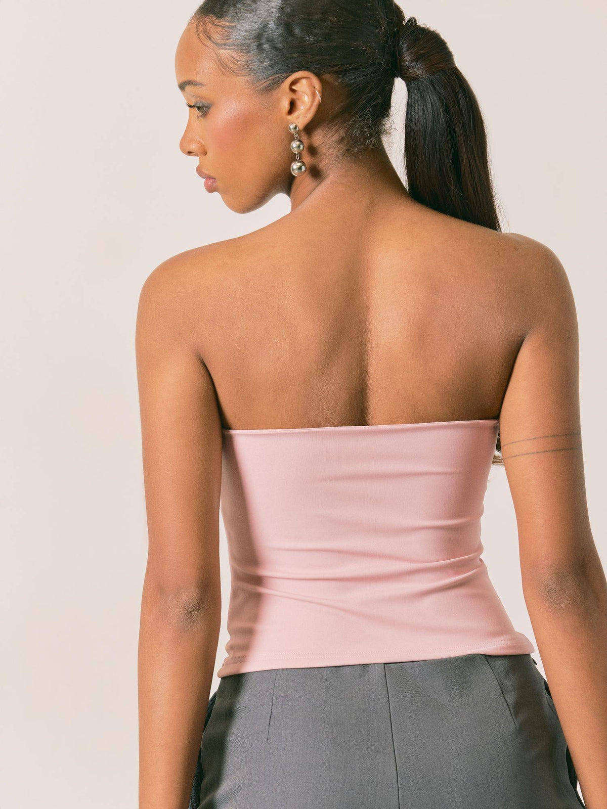Red Contour Double Layered Strapless Solid Tube Top | TT90 - view 29