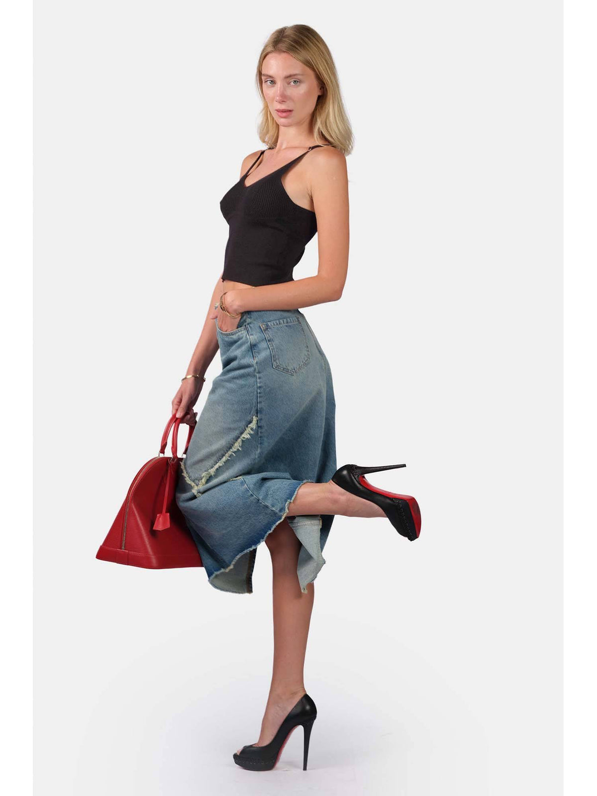 Self Design Viscose Slim Fit Strappy Knit Sleeveless Black Cami for Women | TT98 - view 3