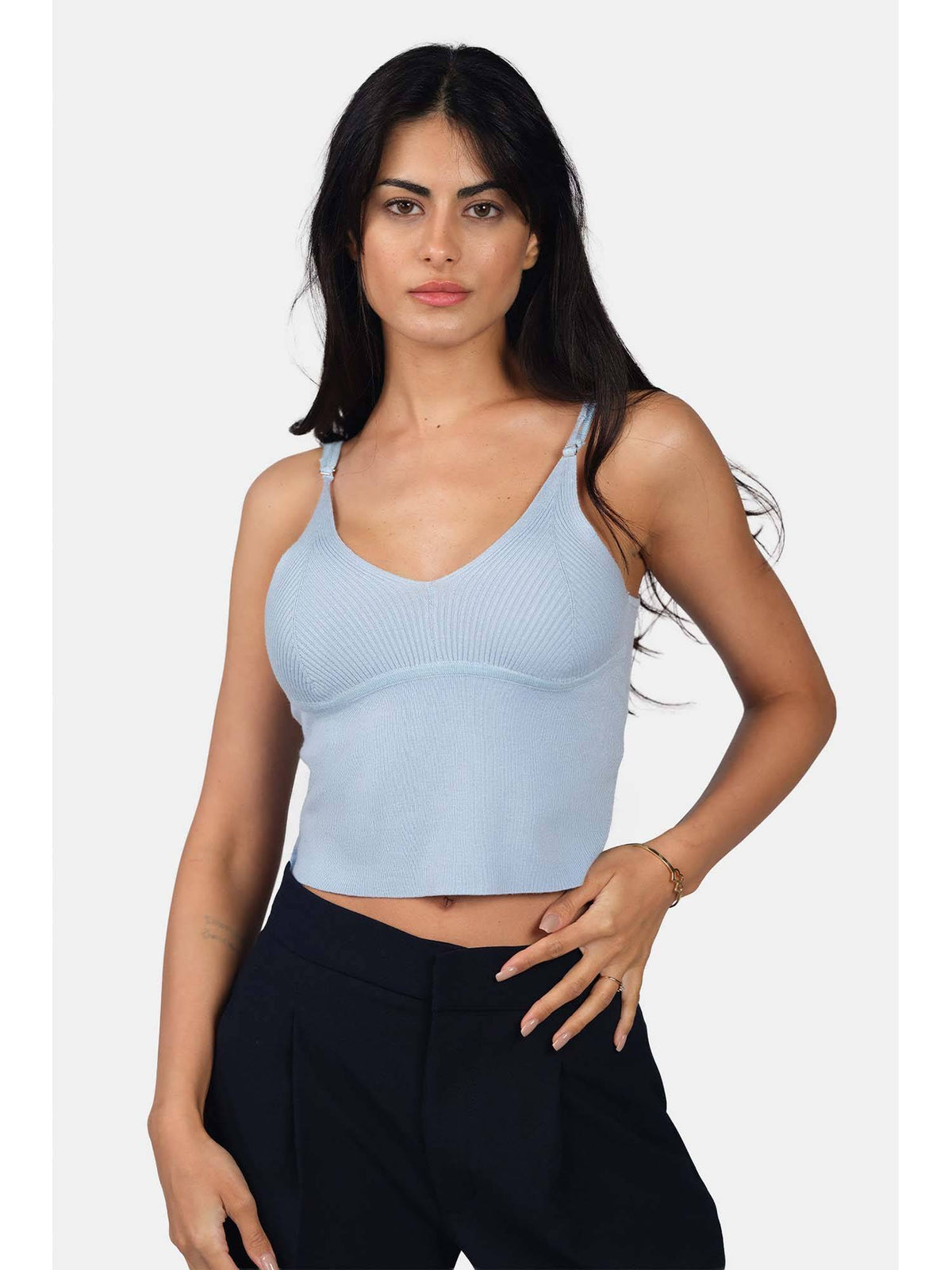 Self Design Viscose Slim Fit Strappy Knit Sleeveless Red Cami for Women | TT98 - view 6