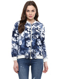 Women Blue Polyester Tie & Dye Bomber Jacket | JC78 - view 1