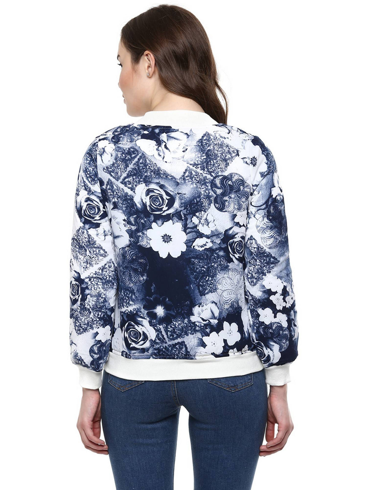 Women Blue Polyester Tie & Dye Bomber Jacket | JC78 - view 2