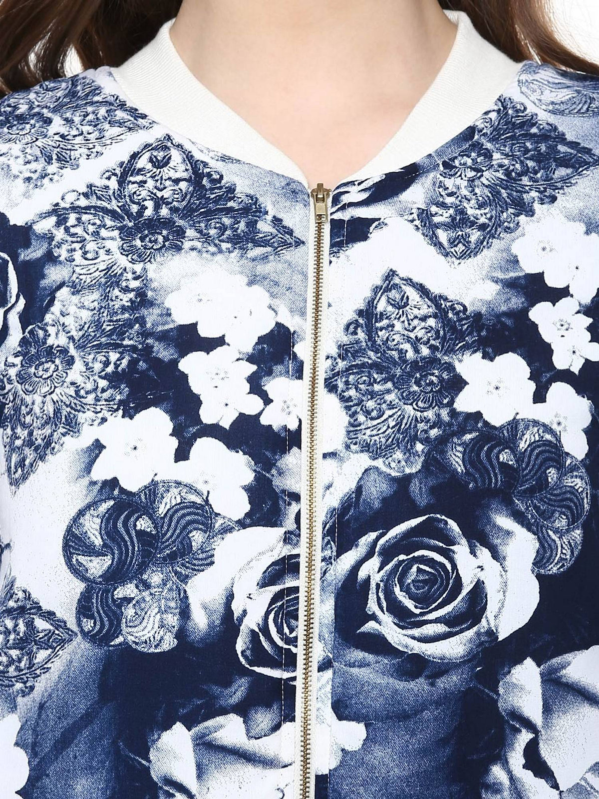 Women Blue Polyester Tie & Dye Bomber Jacket | JC78 - view 6