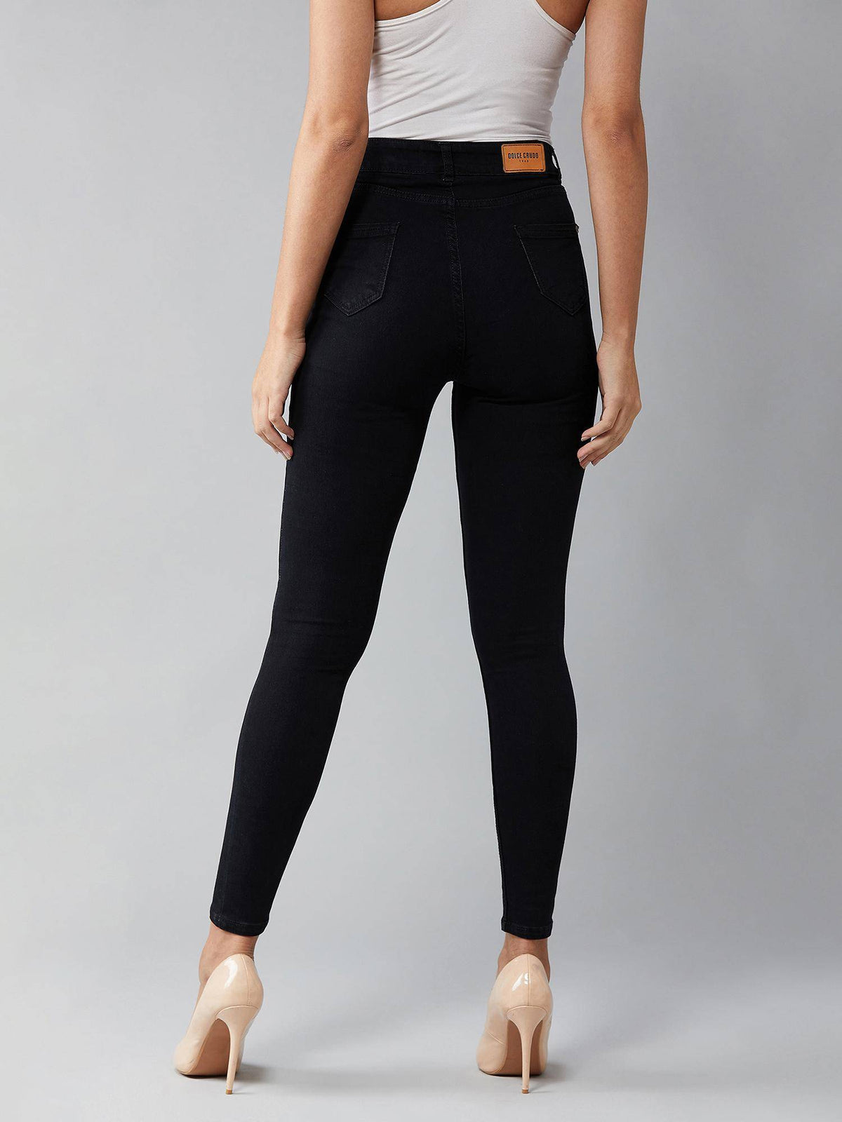 Womens Black Skinny Fit High Rise Clean Look Regular Stretchable Jeans | RF89 - view 4