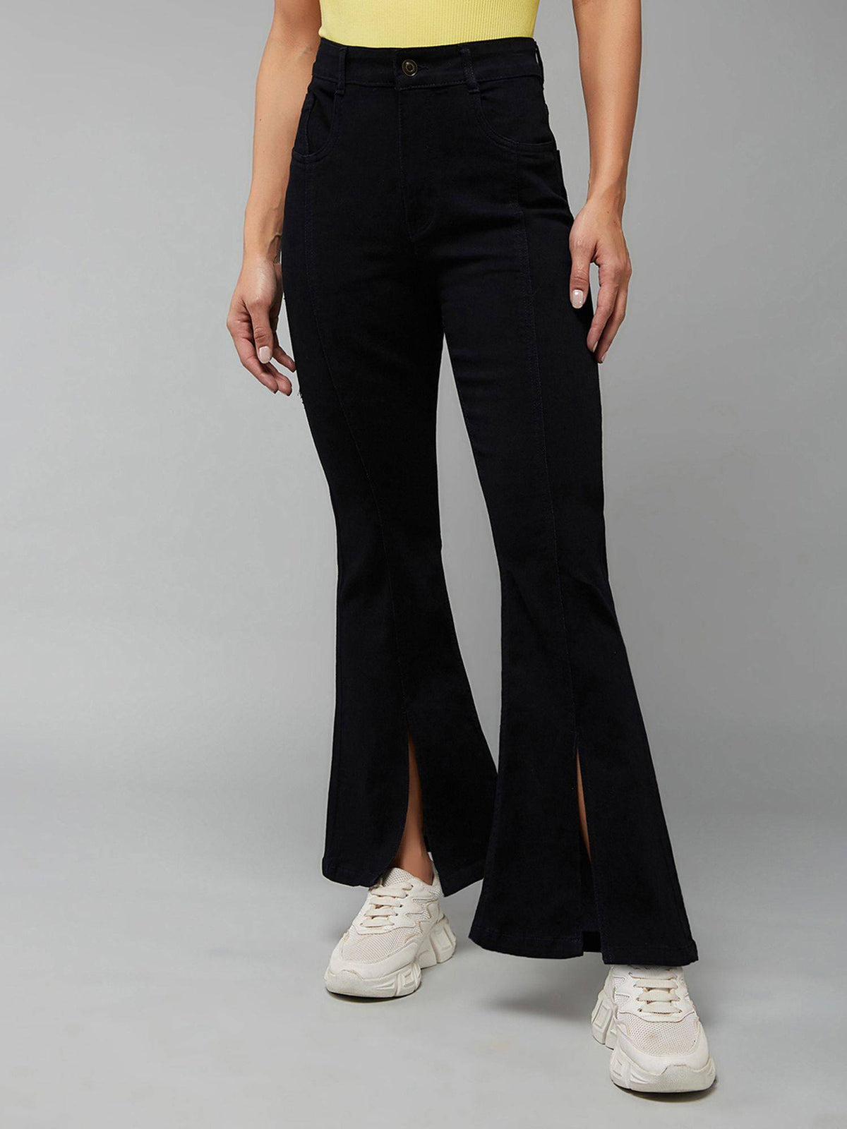 Womens Black Bootcut High Rise Clean Look Stretchable Jeans | BT10 - view 1
