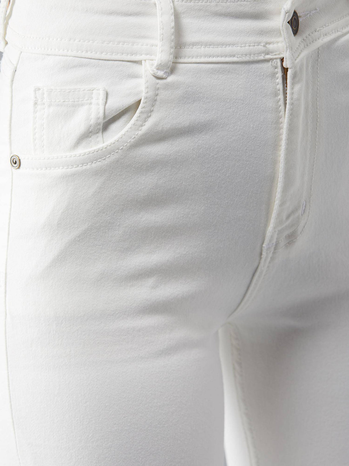 Womens White Skinny High Rise Clean Look Bleached Stretchable Jeans | RF89 - view 5