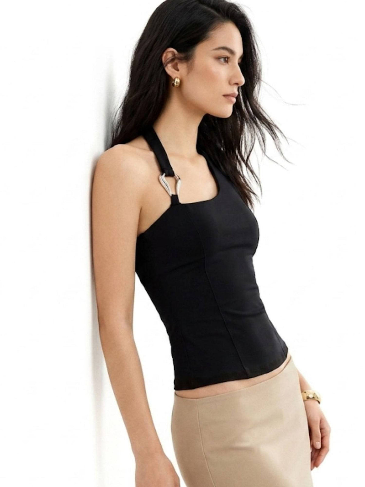 Black Solid Plain Top | HT67 - view 2